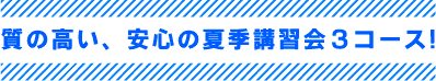 質の高い、安心の夏季講習会３コース!